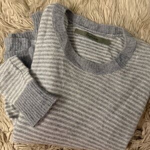 Enza Costa Light Gray Striped Sweater